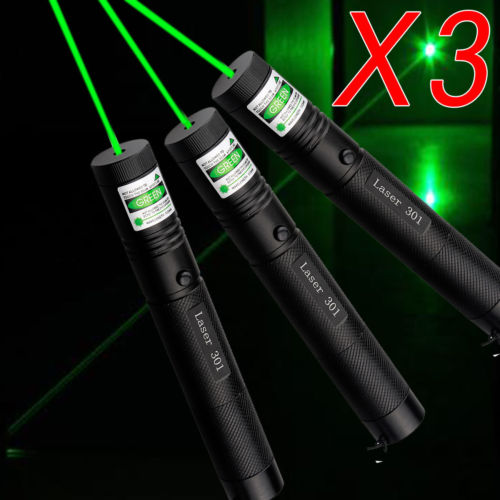 3pcs 532nm 301 Green Laser Pointer Lazer Pen High Power Visible Beam Light+18650