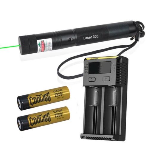 Green Laser Pointer Pen + Nitecore i2 18650 Charger + 2pcs 2500mAh 18650 Battery