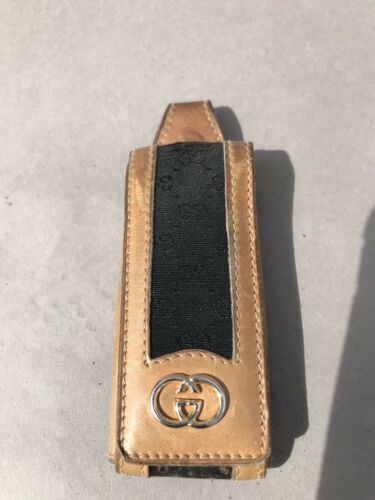 AUTHENTIC GUCCI LEATHER KEY CHAIN CASE HOLDER  - MADE IN ITALY -  VINTAGE