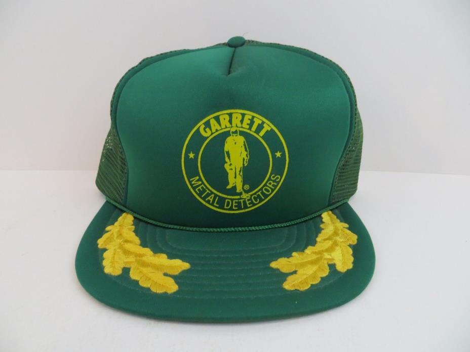 VTG Garrett Metal Detectors Snap Back Hat Trucker Cap green gold EUC