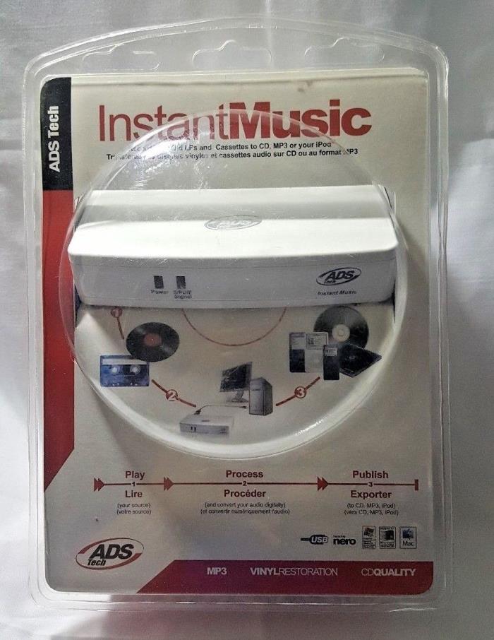 ADS Tech Instant Music RDX-150-EF Records Old Music To CD MP3 iPod iPhone New
