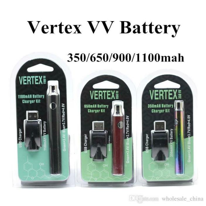 VERTEX 1100mah Push Button Variable Voltage Battery 510 Cartridge Wholesale