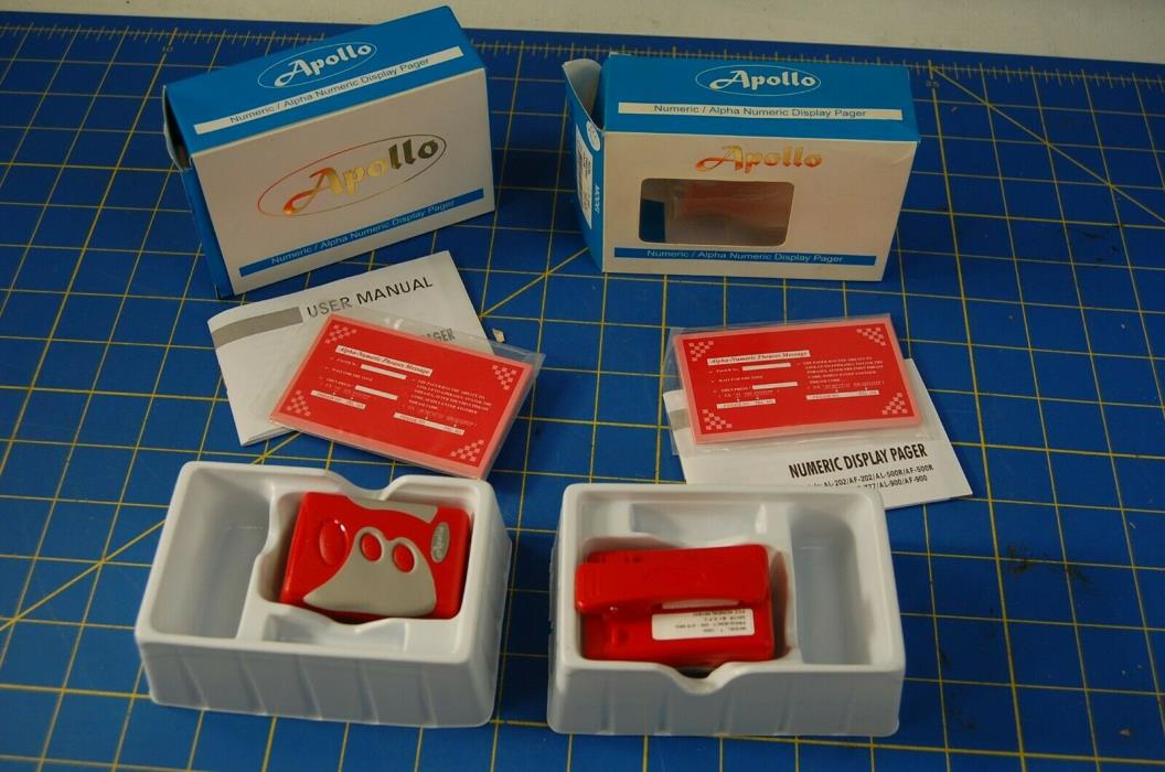 Lot of 2 New Red NIB Apollo T2000 Alpha Numeric Pagers Free Shipping