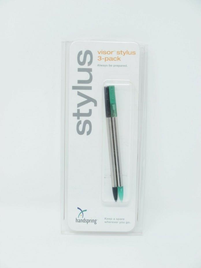 Lot of 2, new in open package ~ HANDSPRING VISOR STYLUS ~ metal + black / green