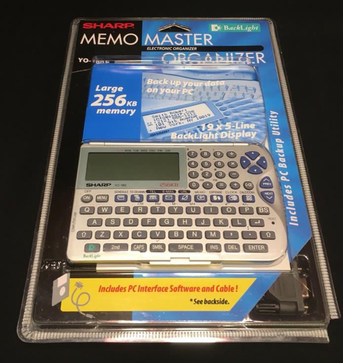VINTAGE SHARP MEMO MASTER Electronic Organizer NIB YO-180P TESTED