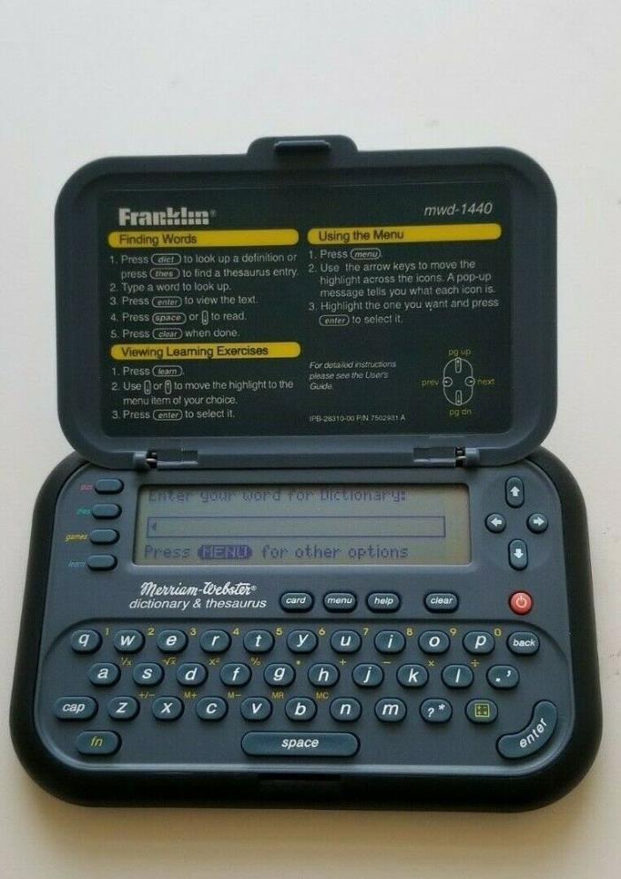 Franklin MWD-1440 Dictionary & Thesaurus w/ Word Games WGM-2037 - New Batteries!