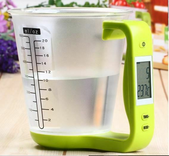 Digital Food Kitchen Scale with Measuring Cup Function Green
