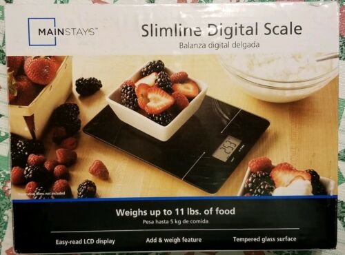 Mainstays Slimline LCD Digital Scale With Glass Surface, Weighs up to 11 Pounds