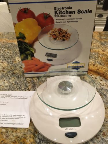 Kitchen Collection Digital Kitchen Scale w Glass Top Grams & Ounces Used W/ Box