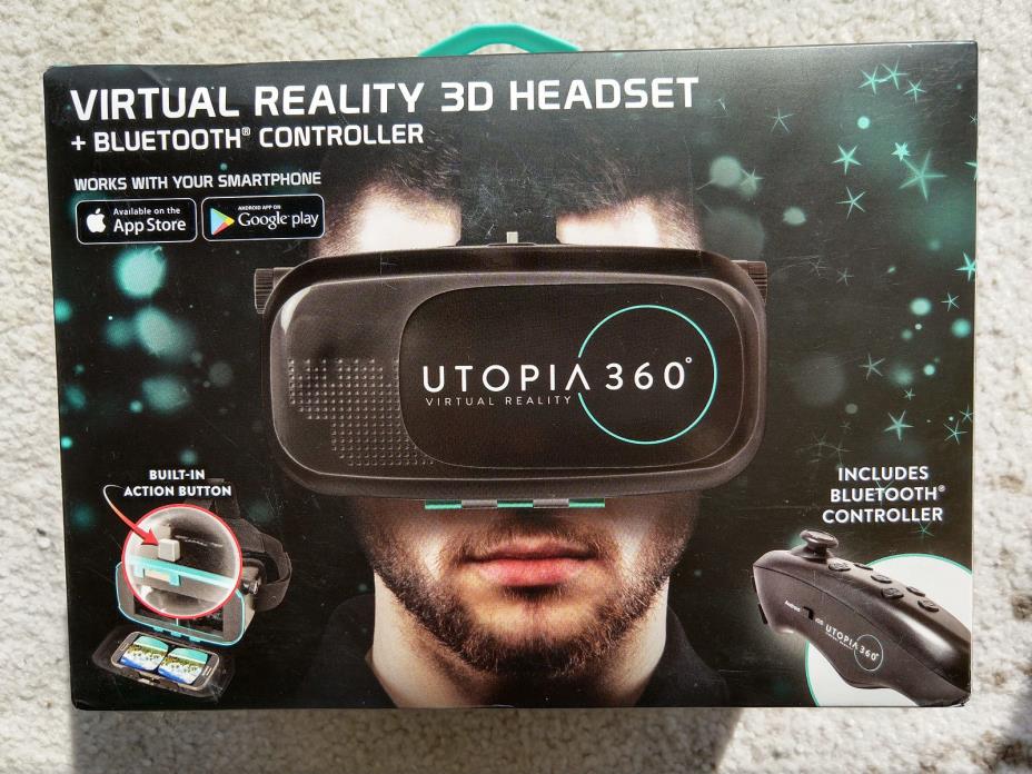 ReTrak Utopia 360° Virtual Reality Headset with Bluetooth Controller, Sealed box
