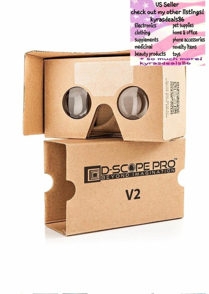 D-scope Pro Google Cardboard Kit with Straps 3D Virtual Reality fits up to 6