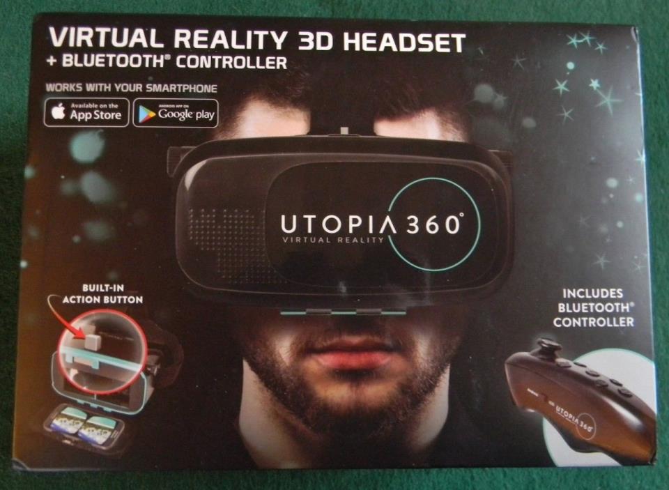 Utopia 360 Virtual Reality 3D Headset plus Bluetooth Controller