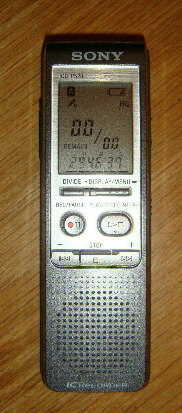 Sony ICD-P520 (256 MB, 130 Hours) Handheld Digital Voice Recorder; tested, works