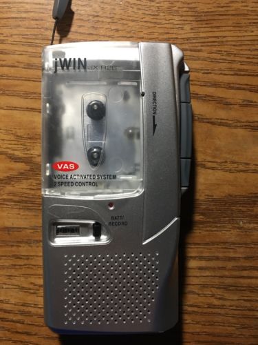 jWIN JX-R26 Handheld Micro Cassette Recorder Voice Activated System Silver Used