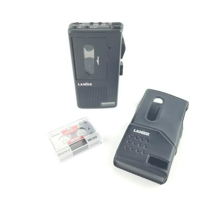 Lanier P-164 Handheld Microcassette Voice Recorder Mint Condition With Case Tape