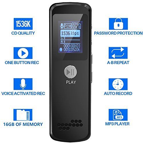Digital Voice Recorder Metal Casing Portable Audio Recorder 16GB Memory MP3 USB