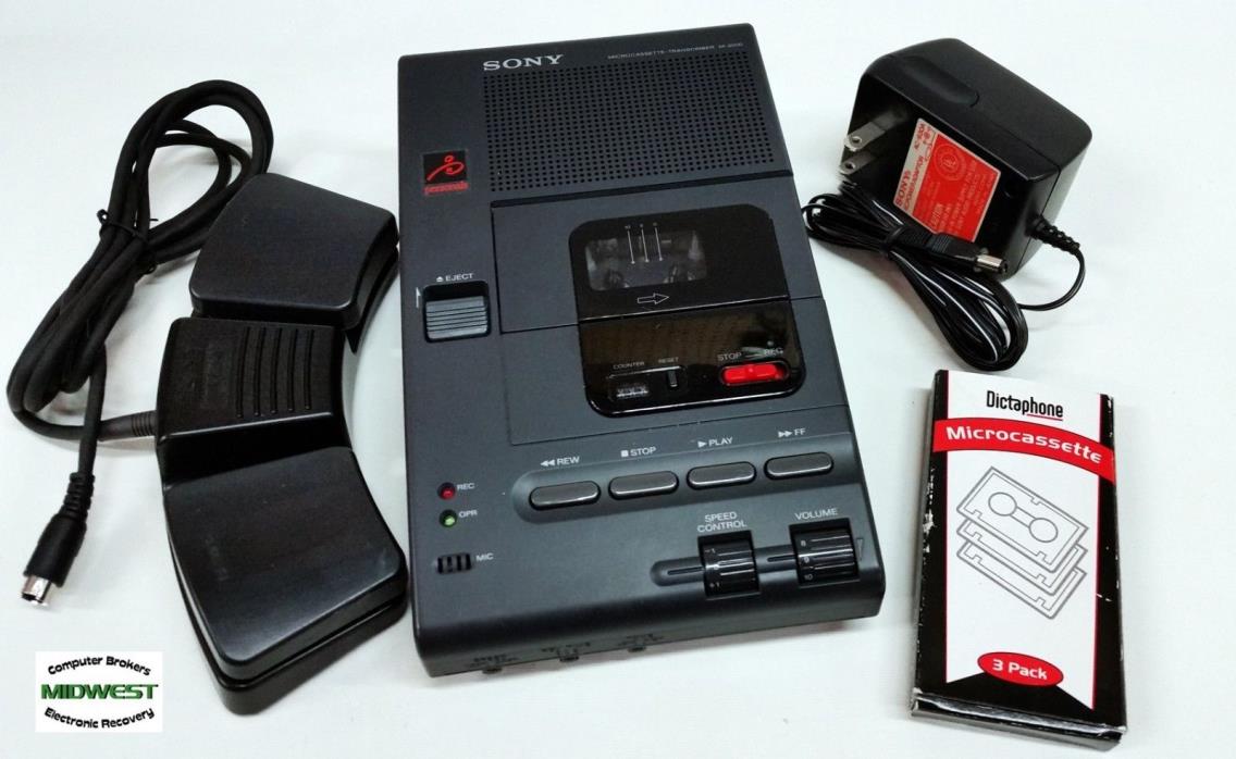 Sony M-2000 Microcassette Transcriber Dictation w/Foot Pedal & Power Supply