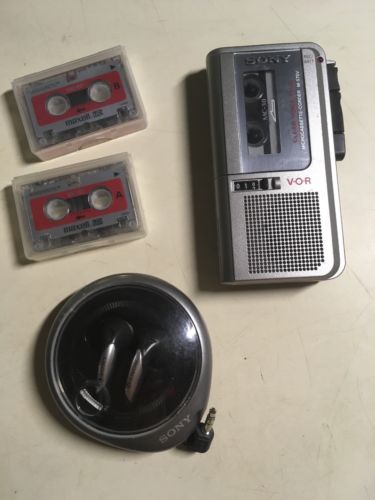 Sony M-570V Microcassette Voice Recorder V-O-R With Ear Buds & 3 Tapes.