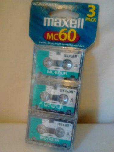 Maxell MC-60 Microcassette Tapes New Sealed 3 Pk Answer Machine Dictation Voice