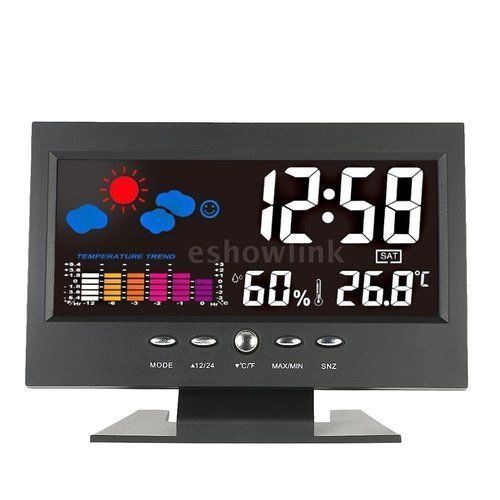 Digital LCD Thermometer Hygrometer Humidity Meter Indoor Room Temperature Clock