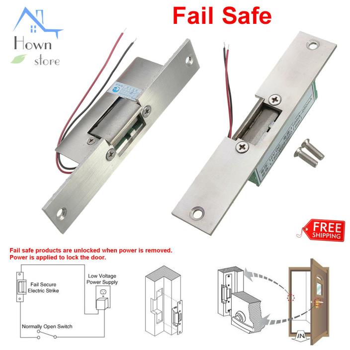 Door Access Control Electric Strike Lock NO Narrow Fail Safe Frame 12 V DC 200mA