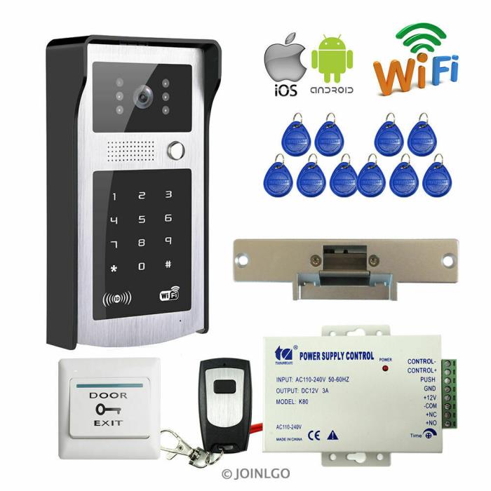 Wireless Wifi Video Intercom Waterproof RFID Keypad Doorbell Camera Strike Lock