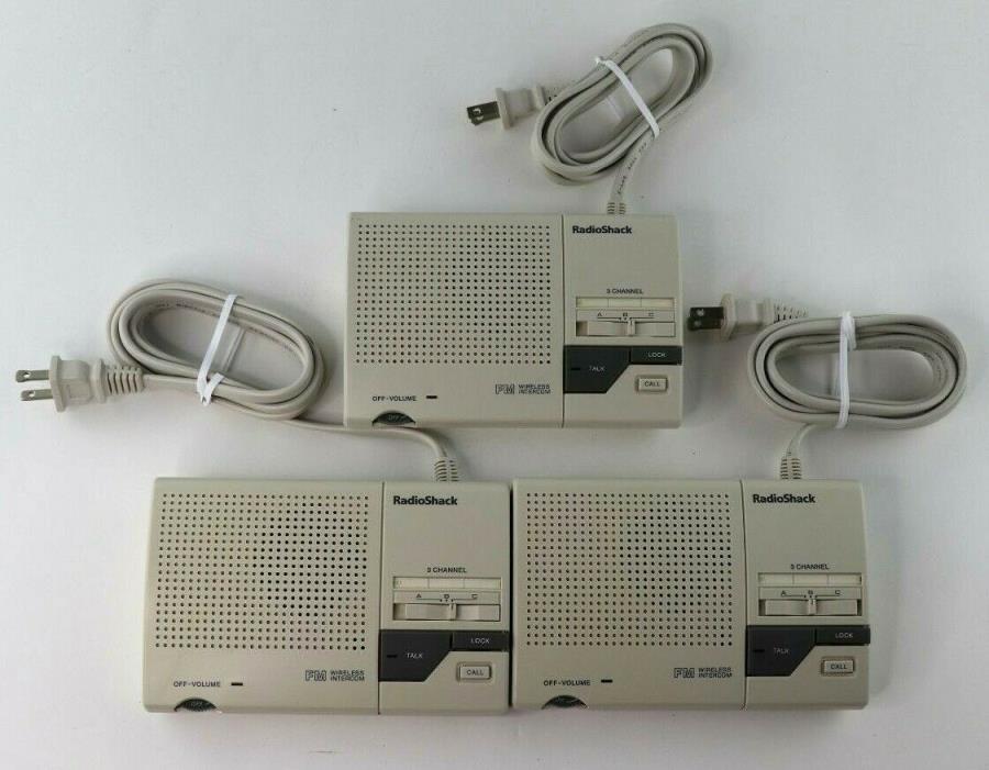 Radio Shack Lot of 3 43-490 Wireless 3 Channel FM Wireless Intercom 2 Way EUC