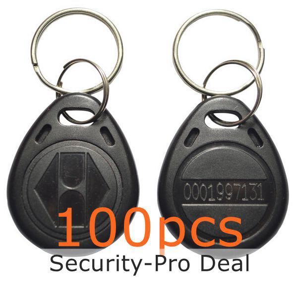 US 100pcs 125KHZ RFID Card Keyfobs EM4100 TK4100 Proximity ID Keyfobs Black TOP