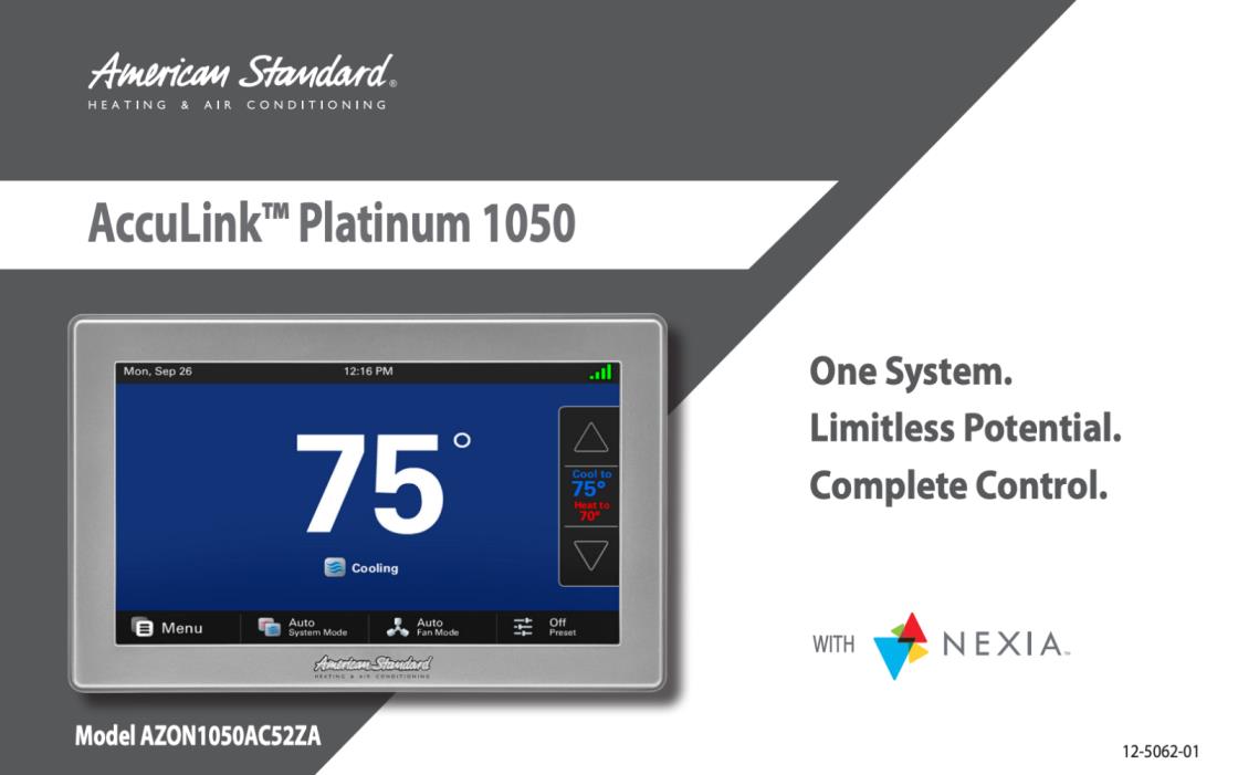 American Standard AZON1050AC52ZA - AccuLink™ Platinum 1050 Smart Control