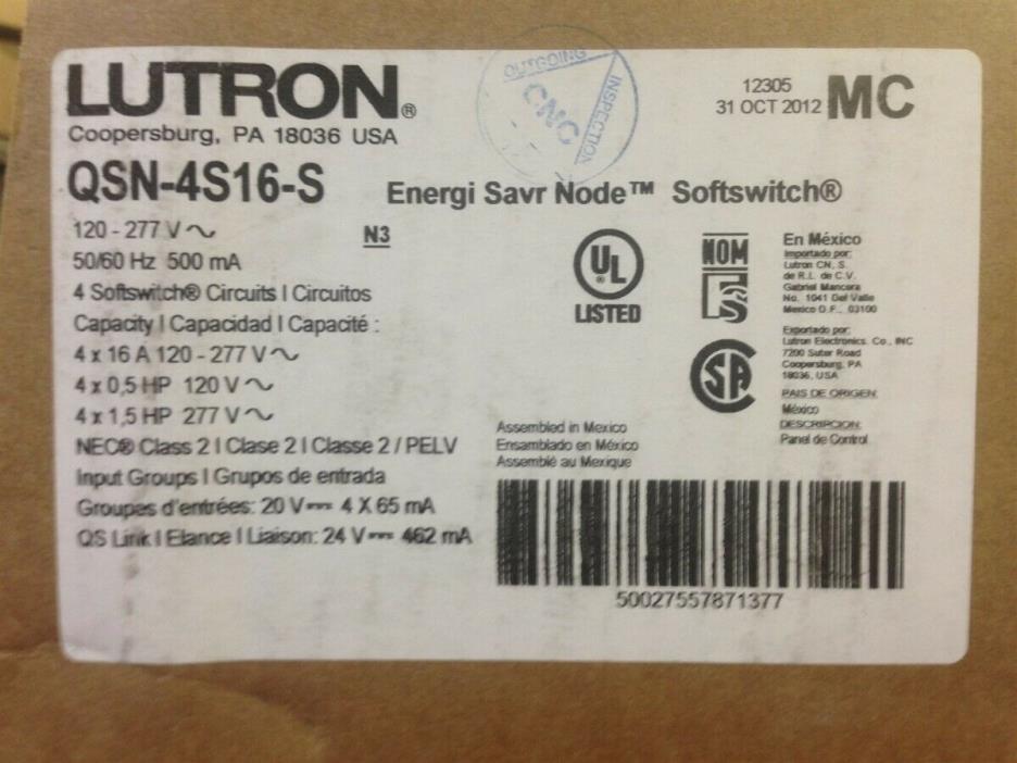 LUTRON QSN-4S16-S Energi Savr Node Softswitch NEW