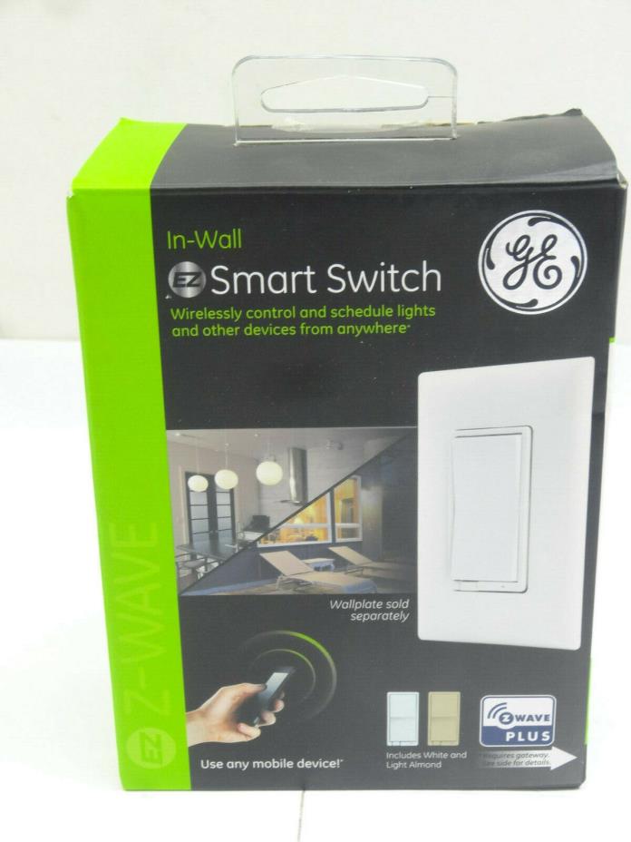 GE Enbrighten Z-Wave Plus Smart Light Switch, On/Off Control in-Wall White 14291