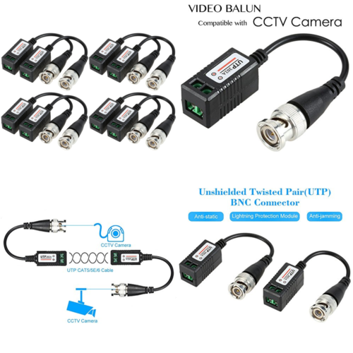 4 Pairs GOLD Plated BNC Video Balun Transceiver Connector Cable UTP Coaxial Adap