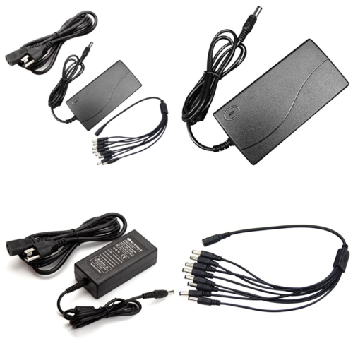 DC 12V 5A Power Supply AC Adapter + 8 Split Cable Cord For CCTV Security Camera