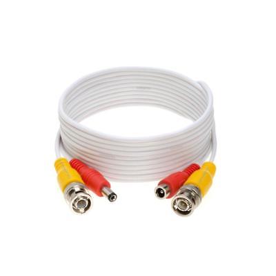 10FT White Premade BNC Video Power Cable / Wire For Security Camera, CCTV, DVR,
