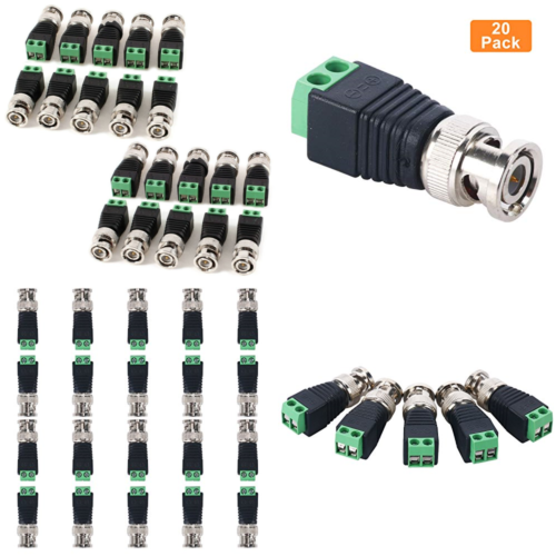20 Pack BNC Male Connectors Twisted Video Balun DIY For CCTV Security Camera Coa