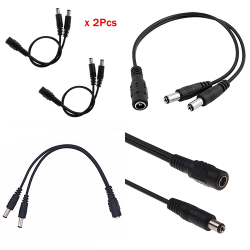 2Pcs DC Power 1 Female To 2 Male 5.1Mm X 2.1Mm Adapter Splitter Cable For C 1TO2