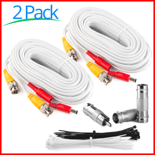 Pack Of 2 BNC 25 Ft Cable Security Camera Kit All In One CCTV DVR Video Feet