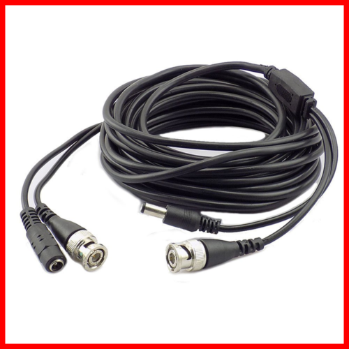 15Feet CCTV BNC/DC Siamese Extension Cable BLACK For 720P/1080P HD Camera & DVR