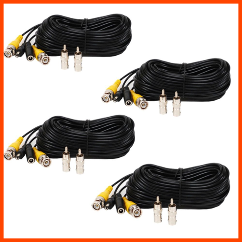 4 Pack 10Ft CCTV Security Surveillance Camera Video Power Extension Cable Pre Ma