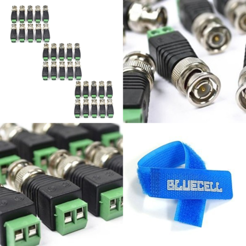 Bluecell Pack Of 30 Coaxial Camera Vedio BNC Male Balun Connector For Coax CAT5