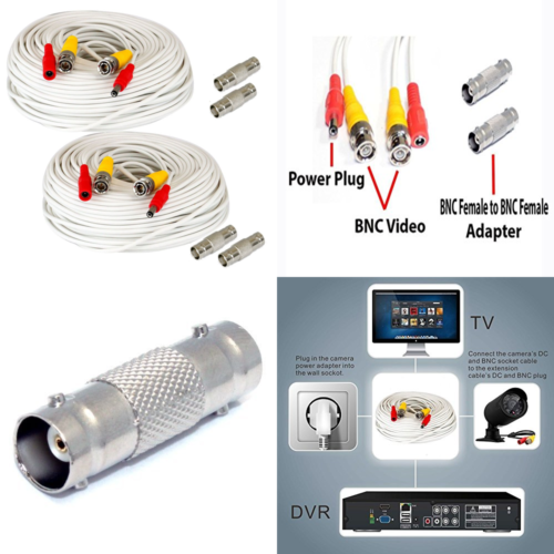 GW Security 2 Pack 100 Ft Video Power Pre Made All In One BNC 100Ft WHITE Cable