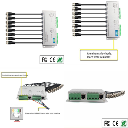 TM 8 CH HD 720P/1080P Passive Video Balun Transceiver RJ45 BNC UTP Cable Transmi