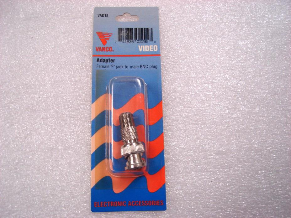 Vanco VAD18 BNC MALE TO F CONNECTOR, New in Package