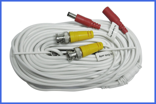 100FT WHITE Premade BNC Video Power Cable/Wire Cord For Security Camera CCTV DVR