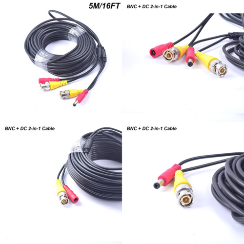 16FT 5M Pre Made 2 In 1 BNC Video + Power DC Extension Cable For CCTV Se 5M/16FT