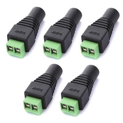 5pcs DC Power 5.5x2.1mm Jack Connector Female Cable Adapter For CCTV Camera LED
