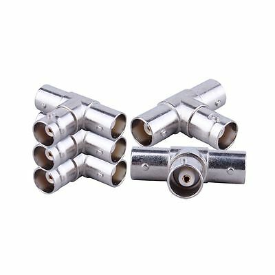 LOT 5pcs New Triple BNC Female 1-3 Way T-Connector for CCTV Cameras - USA Seller