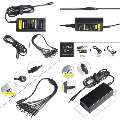 DC 12V 5A Power Supply Adapter + 8 Split Cord For CCTV Security Camera DVR