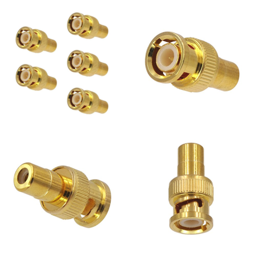 5 Pack GOLD Plated RCA Female Plug To BNC Male Jack Adapters Coaxial Connector F