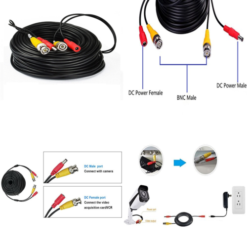 100FT BLACK Premade BNC Video Power Cable/Wire Security Camera CCTV DVR Surveill